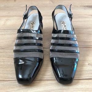Women’s Bettini M. by Enzo Black Leather Mesh wire sling back heel shoes size 38